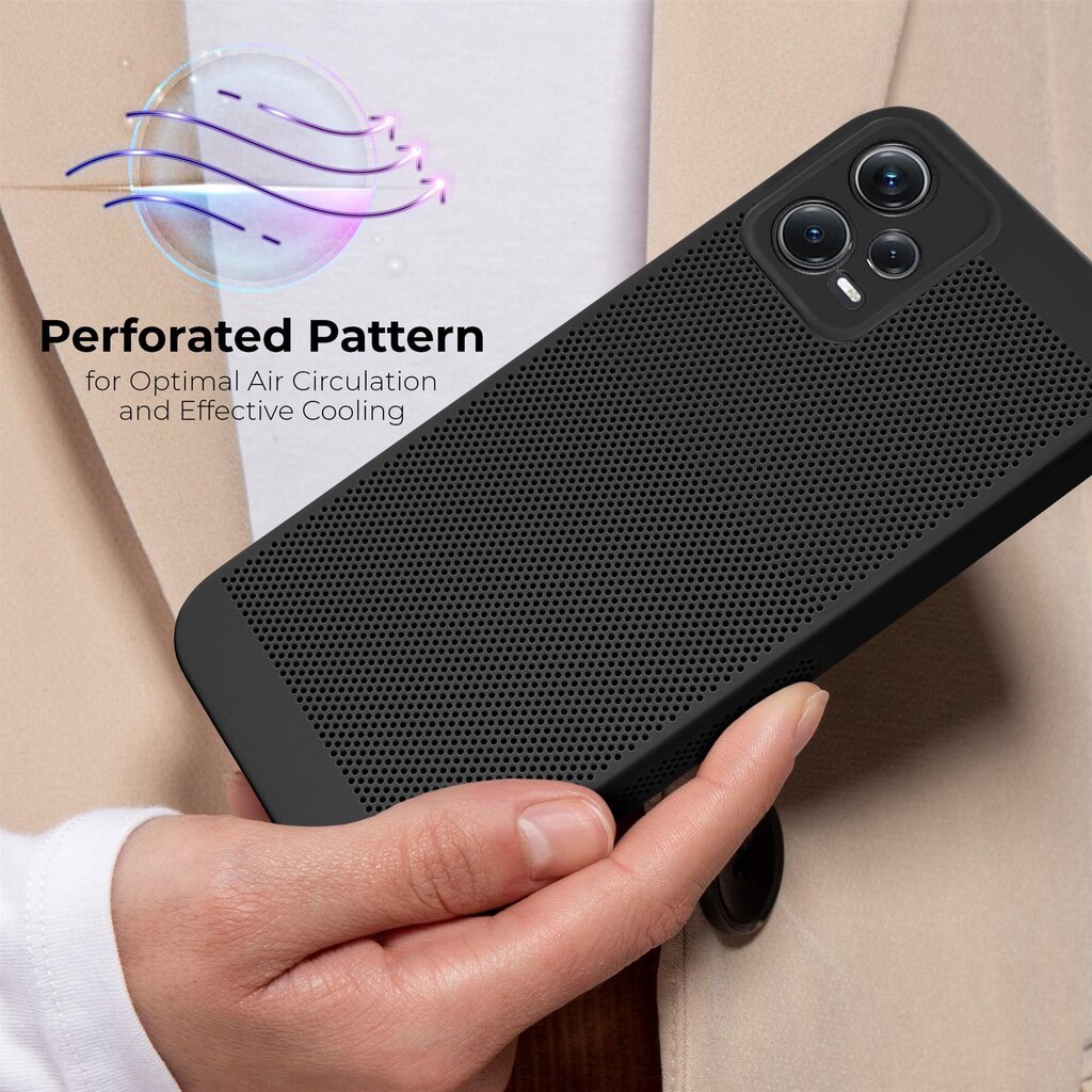 Moozy Xiaomi Redmi Note 12 Pro 5G ümbris tuulutusdisainiga telefoni kaas VentiGuard Case, Must hind ja info | Telefoni kaaned, ümbrised | kaup24.ee