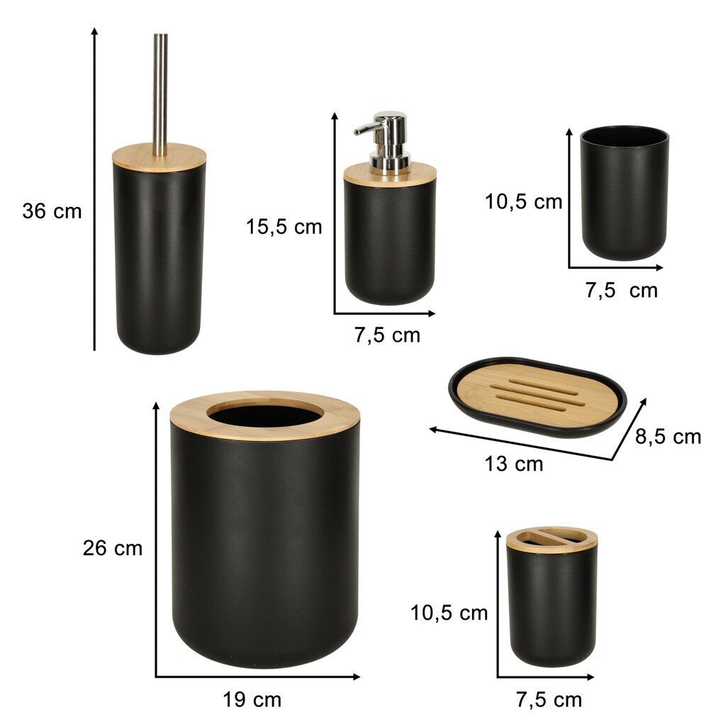 Vannitoatarvikute komplekt 6in1 Rivex, must цена и информация | Vannitoa sisustuselemendid ja aksessuaarid | kaup24.ee