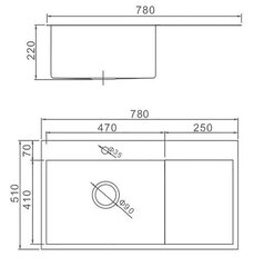 78x51см Кухонная мойка Wisent W37851B-L, графитного цвета, из нержавеющей стали цена и информация | Раковины на кухню | kaup24.ee