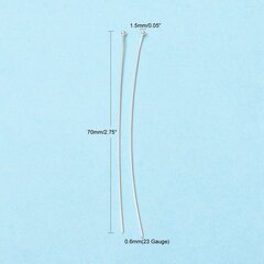 Tihvtid kuuliga, Messing, hõbe, 70x0.6mm, kuul 1.5mm, 30 tk hind ja info | Nööpnõelad, nõelad, haaknõelad | kaup24.ee