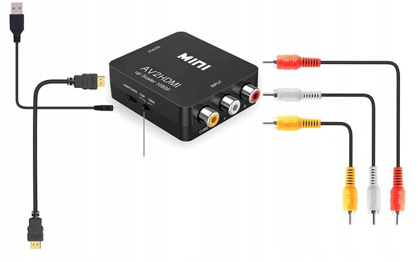 Adapter AV RCA HDMI konverter Cinch 1080P Cabel цена и информация | USB jagajad, adapterid | kaup24.ee