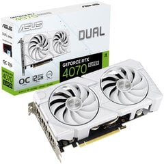 Asus Dual GeForce RTX 4070 Super EVO White OC Edition (RTX4070S-O12G-EVO-WHITE) hind ja info | Videokaardid (GPU) | kaup24.ee