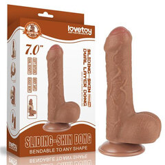 Lovetoy 7'' Sliding Skin Dual Layer Dong Brown цена и информация | Фаллоимитаторы | kaup24.ee