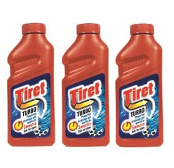 Tiret Turbo äravoolutoru puhastusvahend, 3 x 500ml цена и информация | Чистящие средства | kaup24.ee