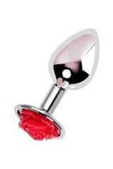 Toyfa Anal plug Metal by TOYFA, metal, silver with red rose, 8 cm, O 2.7 cm, 48 g цена и информация | Анальные игрушки | kaup24.ee