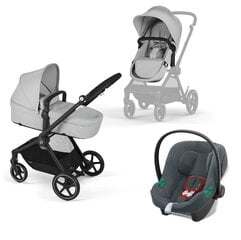 Cybex Eos Basic 3-in-1 lapsevanker must + adapterid + Aton B2 suurus I autoiste Lava hall hind ja info | Vankrid, jalutuskärud | kaup24.ee