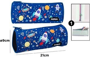 Пенал SPACE FUN, Sampack, 210х90х90мм, синий сп. цена и информация | Пеналы | kaup24.ee