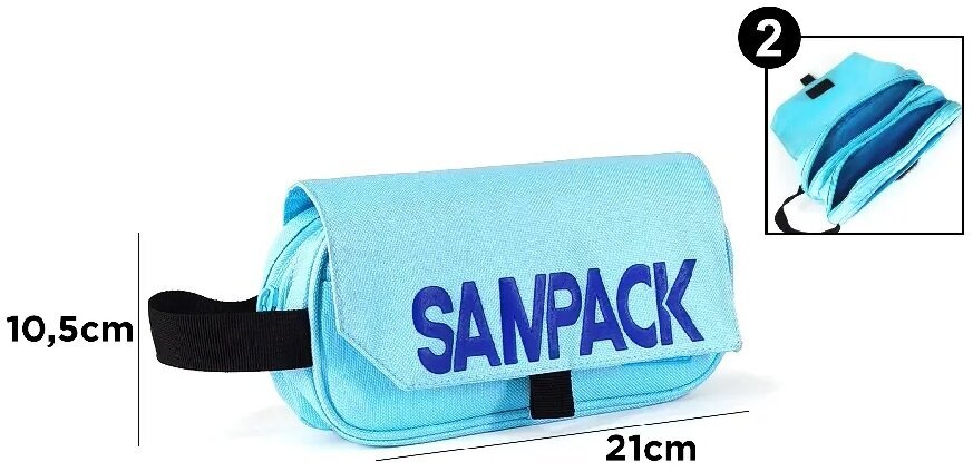 SAMPACK pliiatsikarp, 210x105mm, 2 lahtriga, helesinine цена и информация | Pinalid | kaup24.ee