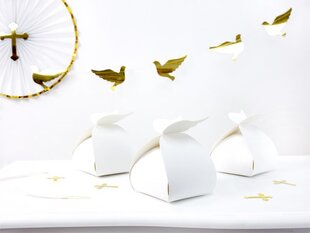Dekoratiivne paberkarp maiustustele Wings, valge, 8,5x14,5x8,5 cm (1 pakk/10 tk) hind ja info | Ühekordsed nõud | kaup24.ee