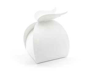 Декоративная бумажная коробка для лакомства Wings, белая, 8,5x14,5x8,5 см (1 упаковка / 10 штук) цена и информация | Праздничная одноразовая посуда | kaup24.ee