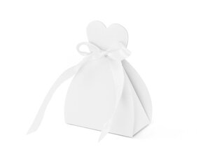 Dekoratiivne paberkarp maiustustele Bride, valge, 6,5x3x5 cm, 1 pakk/10 tk hind ja info | Ühekordsed nõud | kaup24.ee