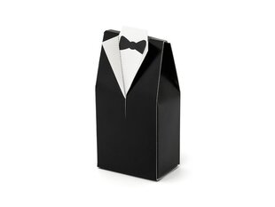 Dekoratiivne paberkarp maiustustele Groom, valge/must, 5x3x9,5 cm, 1 pakk/10 tk hind ja info | Ühekordsed nõud | kaup24.ee