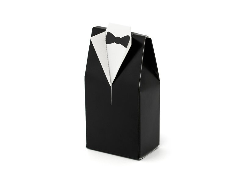Dekoratiivne paberkarp maiustustele Groom, valge/must, 5x3x9,5 cm, 1 pakk/10 tk цена и информация | Ühekordsed nõud | kaup24.ee