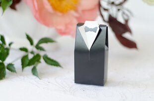 Декоративная бумажная коробка для лакомства Groom, белая/черная, 5x3x9,5 см 1 коробка/ 50 упаковок (1 упаковка / 10 штук) цена и информация | Праздничная одноразовая посуда | kaup24.ee