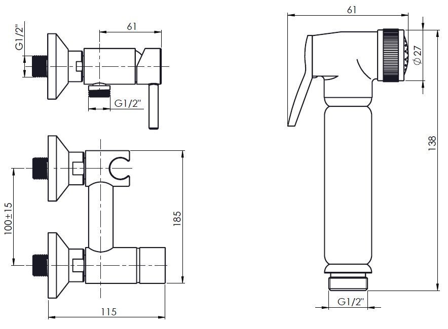 Bideesegisti komplekt Rubineta ONYX BIDET hind ja info | Vannitoa segistid | kaup24.ee