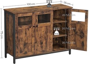 Kummut 100x35x75 cm vintage pruun/must цена и информация | Комоды | kaup24.ee