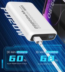 SENDEM PH82 powerbank 20000 mAh | 2.4A | LED | белый цена и информация | Зарядные устройства Power bank | kaup24.ee