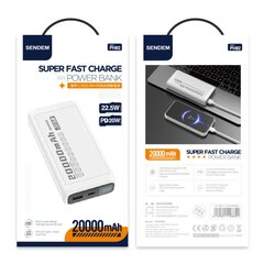 SENDEM PH82 powerbank 20000 mAh | 2.4A | LED | белый цена и информация | Зарядные устройства Power bank | kaup24.ee