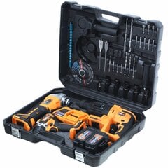 MEGA TOOLS KIT ACU 2X 4AH 21V 3in1 молоток дрель зубило шлифовальная машина BLACK цена и информация | Ручной инструмент, 18 В 125 мм бесщеточная угловая шлифовальная машина для Makita Cordless, замена литий-ионного аккумулятора | kaup24.ee