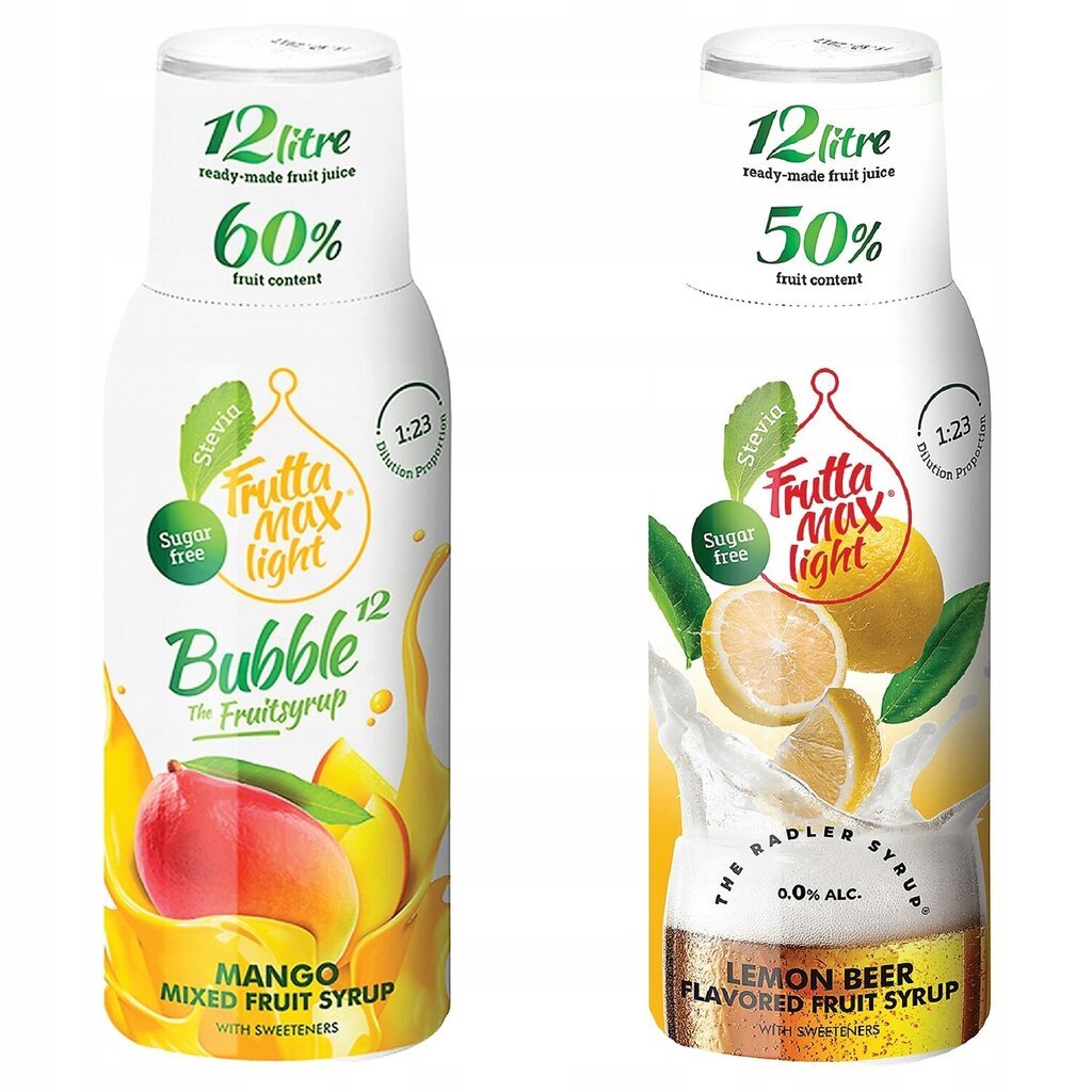 FruttaMax MANGO LIGHT siirup 500ml+FruttaMax LEMON RADLER siirup Light 500ml цена и информация | Mulliveemasinad | kaup24.ee