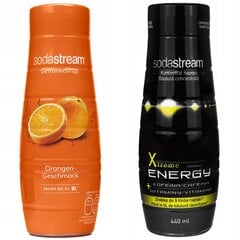 Siirup SodaStream Classics Orange 440ml+Xtreme Energy 440ml jaoks hind ja info | Mulliveemasinad | kaup24.ee