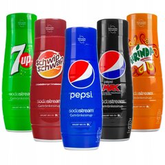 5x SodaStream Pepsi siirup, Pepsi MAX, Mirinda, 7UP, schwip hind ja info | Mulliveemasinad | kaup24.ee