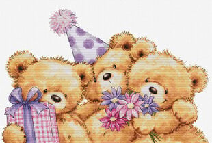 Tikkimiskomplektid "Three Party Bears" 29x19cm SB1411 Luca-S hind ja info | Tikkimistarvikud | kaup24.ee