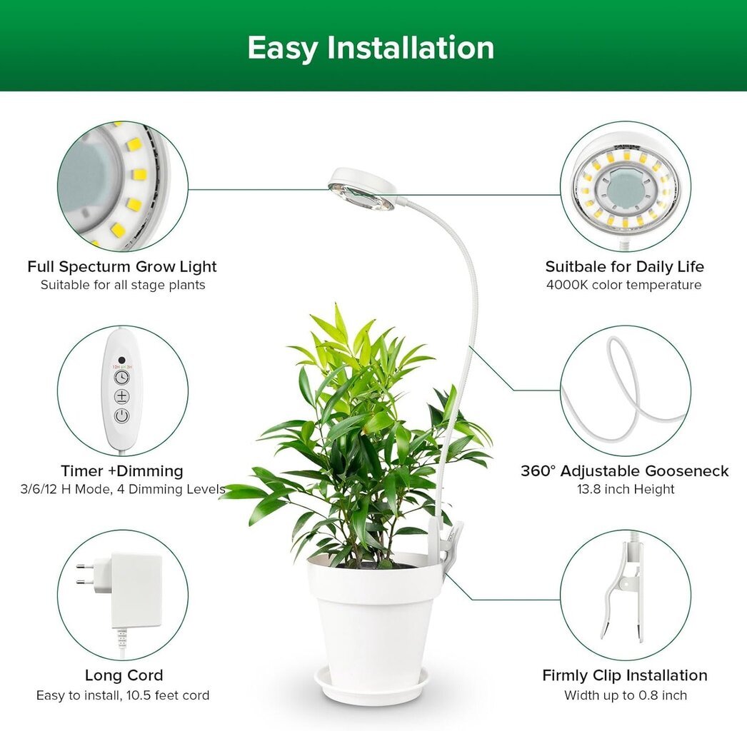 Taimelamp Sansi S-33 LED Plant lamp, 2 tk hind ja info | Nutipotid ja taimelambid | kaup24.ee