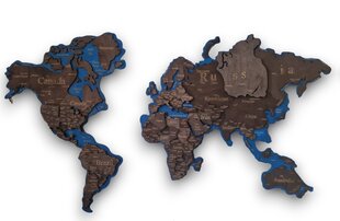 Деревянная настенная карта "Black chocolate"With countries and gift exclusive box размер M цена и информация | Карты мира | kaup24.ee