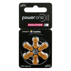 6 x Power One Evolution Varta 312 kuuldeaparaadi patareid hind ja info | Patareid | kaup24.ee