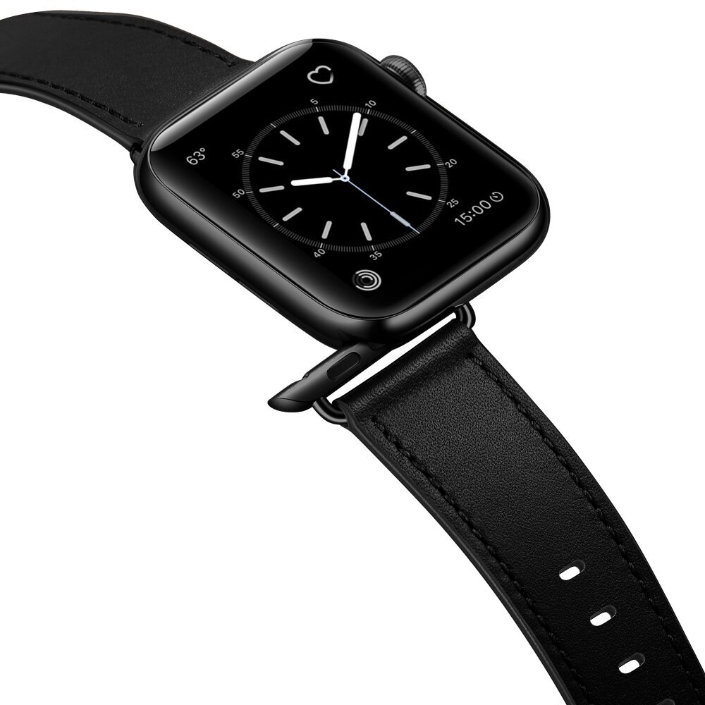 Kellarihm Käevõru RIhm mudeli jaoks Apple Watch Iwatch 4Tech ULTRA SE 9 8 7 6 5 4 3 2 1 49 45 44 42 mm Band naturaalsest nahast must hind ja info | Nutikellade ja nutivõrude tarvikud | kaup24.ee