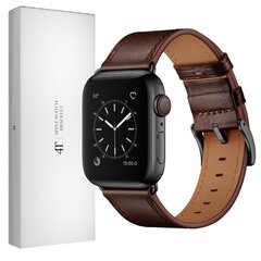 Kellarihm Käevõru RIhm mudeli jaoks Apple Watch Iwatch 4Tech ULTRA SE 9 8 7 6 5 4 3 2 1 49 45 44 42 mm Band naturaalsest nahast tumepruun цена и информация | Аксессуары для смарт-часов и браслетов | kaup24.ee