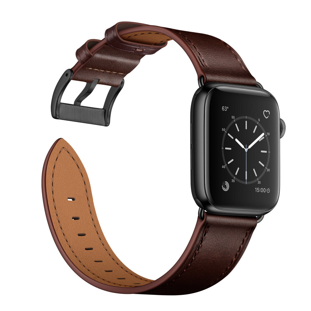 Kellarihm Käevõru RIhm mudeli jaoks Apple Watch Iwatch 4Tech ULTRA SE 9 8 7 6 5 4 3 2 1 49 45 44 42 mm Band naturaalsest nahast tumepruun цена и информация | Nutikellade ja nutivõrude tarvikud | kaup24.ee