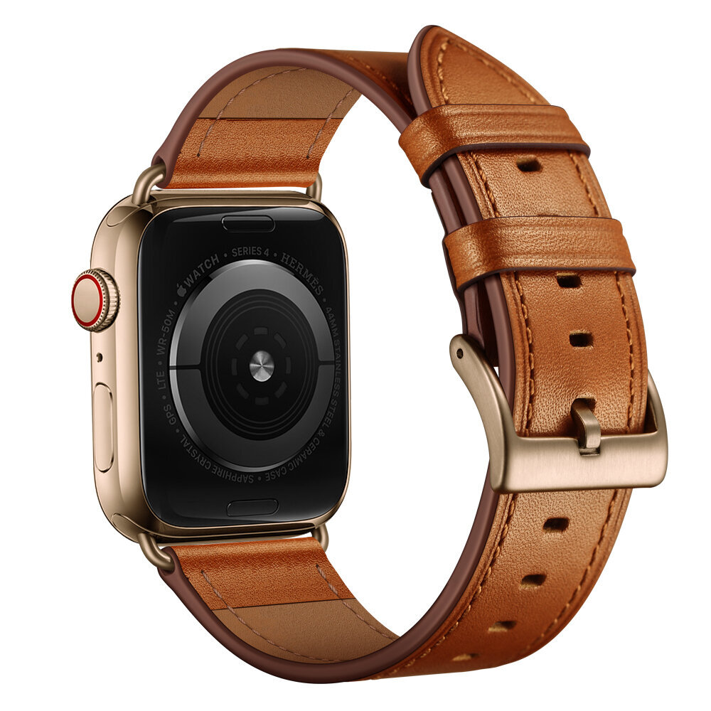 Kellarihm Käevõru RIhm mudeli jaoks Apple Watch Iwatch 4Tech ULTRA SE 9 8 7 6 5 4 3 2 1 49 45 44 42 mm Band naturaalsest nahast pruun цена и информация | Nutikellade ja nutivõrude tarvikud | kaup24.ee