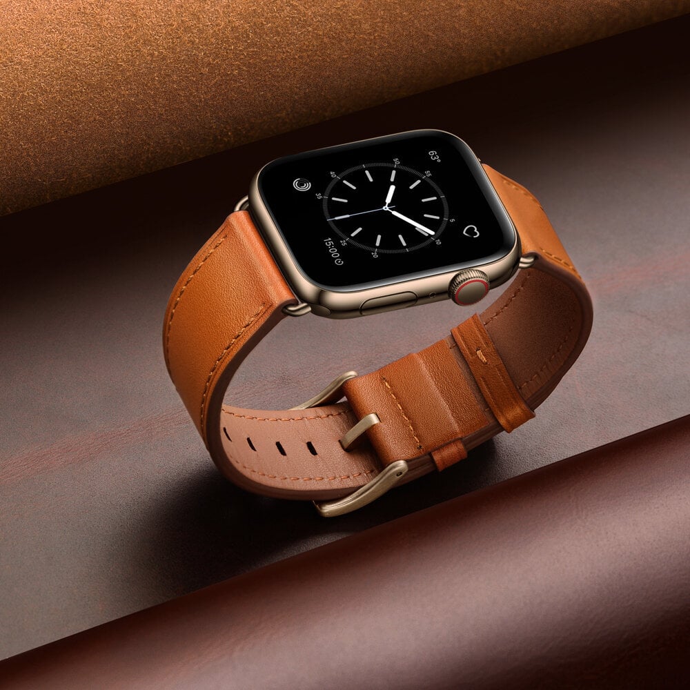 Kellarihm Käevõru Rihm mudeli jaoks Apple Watch Iwatch 4Tech SE 9 8 7 6 5 4 3 2 1 41 40 38 mm Band naturaalsest nahast pruun цена и информация | Nutikellade ja nutivõrude tarvikud | kaup24.ee