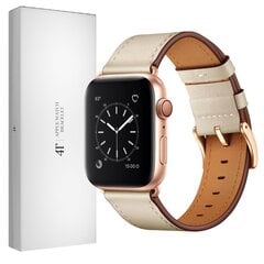 Kellarihm Käevõru Rihm mudeli jaoks Apple Watch Iwatch 4Tech SE 9 8 7 6 5 4 3 2 1 41 40 38 mm Band naturaalsest nahast beež hind ja info | Nutikellade ja nutivõrude tarvikud | kaup24.ee