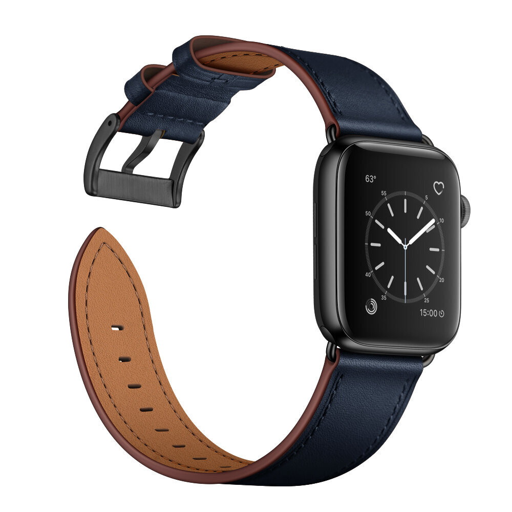 Kellarihm Käevõru RIhm mudeli jaoks Apple Watch Iwatch 4Tech ULTRA SE 9 8 7 6 5 4 3 2 1 49 45 44 42 mm Band naturaalsest nahast sinine hind ja info | Nutikellade ja nutivõrude tarvikud | kaup24.ee