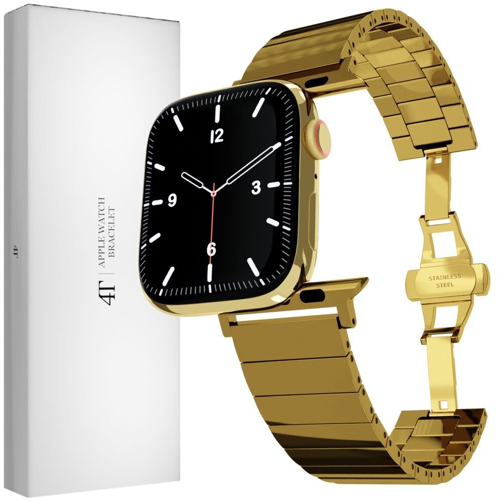 Kellarihm Käevõru mudeli jaoks Apple Watch Iwatch 4Tech ULTRA SE 9 8 7 6 5 4 3 2 1 49 45 44 42 mm Band Roostevaba Teras Rihm kuldne hind ja info | Nutikellade ja nutivõrude tarvikud | kaup24.ee