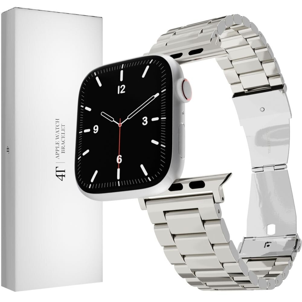 Kellarihm Käevõru mudeli jaoks Apple Watch Iwatch 4Tech ULTRA SE 9 8 7 6 5 4 3 2 1 49 45 44 42 mm Band Roostevaba Teras Rihm hõbedane цена и информация | Nutikellade ja nutivõrude tarvikud | kaup24.ee