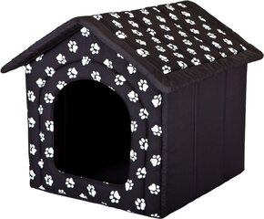 Лежак-конура Hobbydog R3 следы, 52x46x53 см, черный цена и информация | Лежаки, домики | kaup24.ee