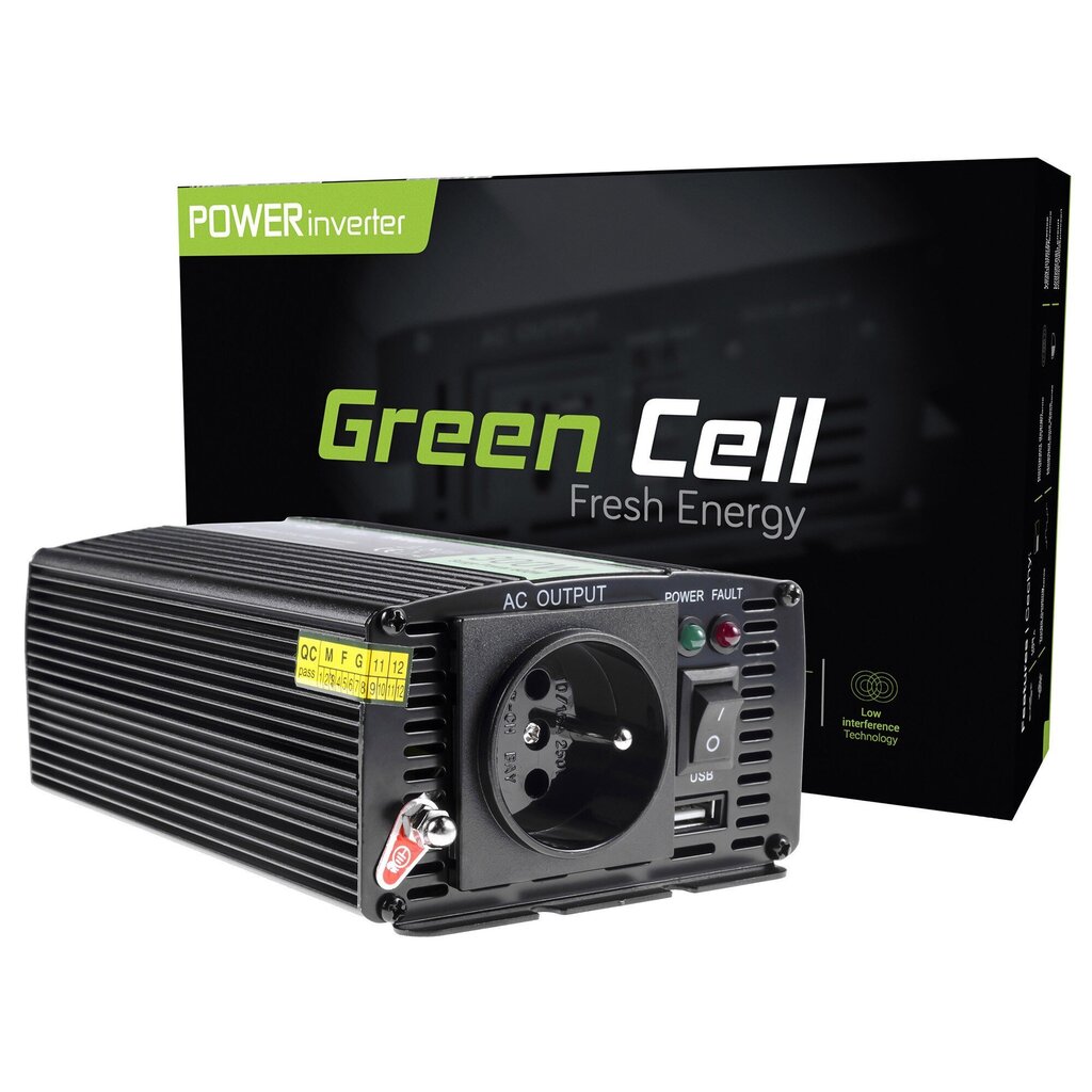 Green Cell inverter, pingemuundur 12 V kuni 230 V 300W/600W modifitseeritud siinuslaine цена и информация | Muundurid, inverterid | kaup24.ee