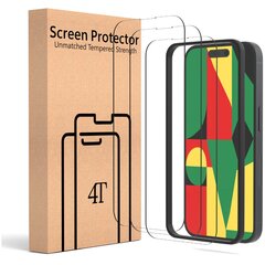 Kaitsev Karastatud klaas ekraanikaitse 4Tech 3D juhtumiga Apple iPhone 14 Pro 3 tk Kaitseklaas hind ja info | Ekraani kaitsekiled | kaup24.ee