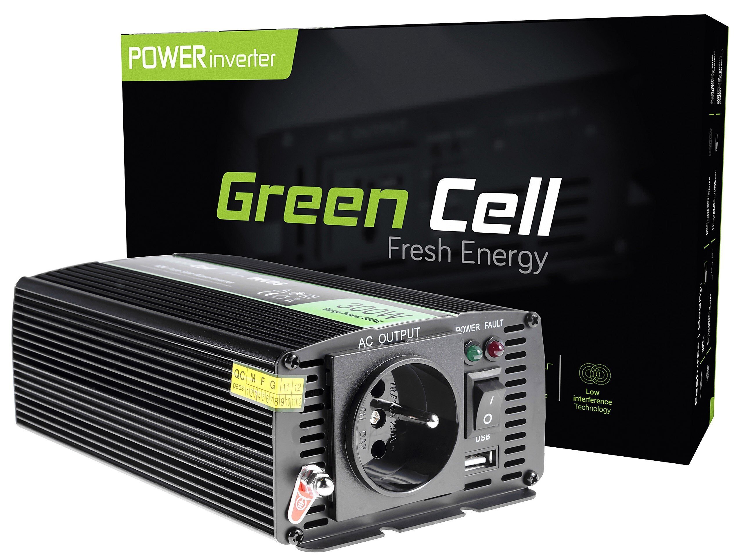 Green Cell inverter, pingemuundur 12 V kuni 230 V 300W/600W puhas  siinuslaine hind