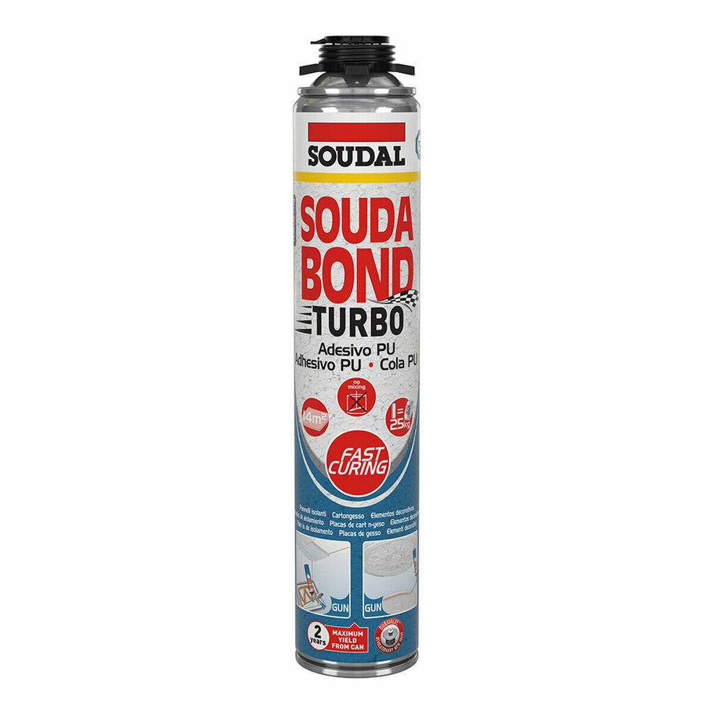 Vaht Soudal SoudaBond Turbo Polüuretaan Püss 750 ml цена и информация | Isolatsiooni- ja tihendus pakkematerjal | kaup24.ee