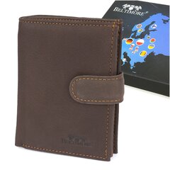 Большой коричневый кожаный вертикальный кошелек с застежкой Baltimore leather wallet G72 цена и информация | Мужские кошельки | kaup24.ee