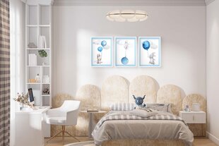 Baby Blue Bunny Poster Set Lastepildid 50x70 цена и информация | Картины, живопись | kaup24.ee