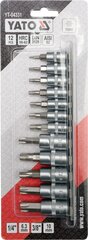 Набор впрессованных наконечников Torx 1/4" 3/8" Т8-T55 Yato (YT-04331), 12 шт. цена и информация | Механические инструменты | kaup24.ee