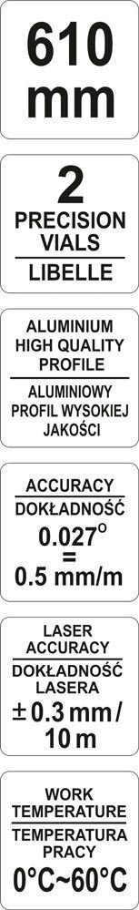 Digitaalne vesilood koos laseriga Yato 610mm (YT-30400) hind ja info | Käsitööriistad | kaup24.ee