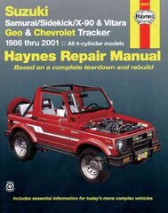 Suzuki Samurai (86-95), Sidekick (89-98), X-90 (96-98) & Vitara (99-01), Geo Tracker (86-97) & Chevrolet Tracker (98-01) Haynes Repair Manual (USA) 5th Revised edition цена и информация | Книги по социальным наукам | kaup24.ee