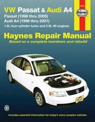 Volkswagen VW Passat (1998-2005) & Audi A4 1.8L turbo & 2.8L V6 (1996-2001) Haynes Repair Manual (USA) hind ja info | Reisiraamatud, reisijuhid | kaup24.ee